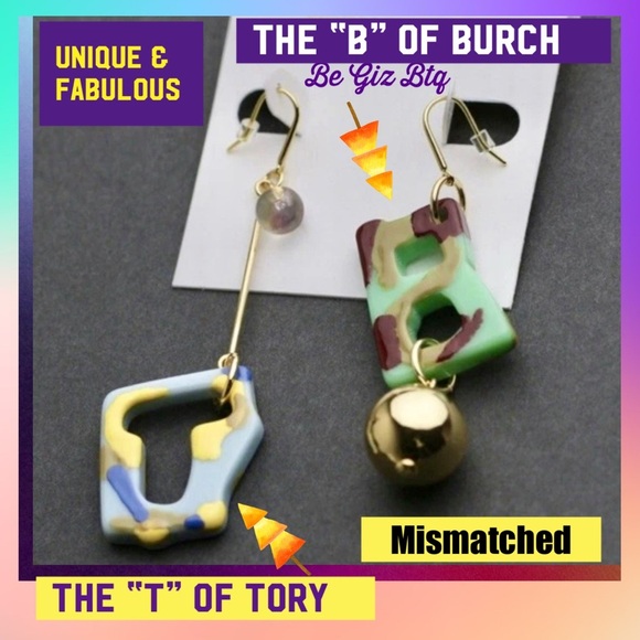 Authentic & Spectacular Tory Burch Abstract Earrings In Yellow & Multi Colors
